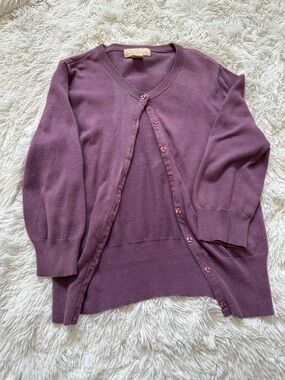 Plum Button Cardigan Sweater